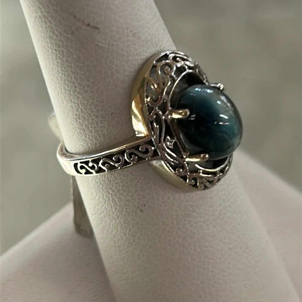 387557 14k labradorite “cats eye” white gold ring - Picture 6 of 6